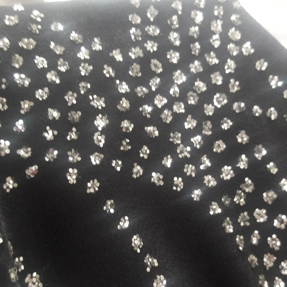 Vintage black With Silver glitter sparkly dress Made In USA Size 13/14 - Picture 9 of 13